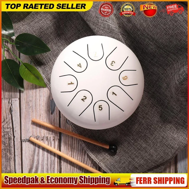 TTSAM 6"" Ethereal Steel Tongue Drum 8 Tune Hand Pan Drum Tank with Keys D