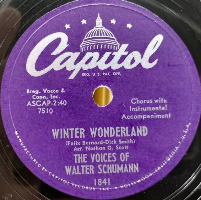 78 RPM Walter Schumann Voices White Christmas Capitol Winter Wonderland Sleeve