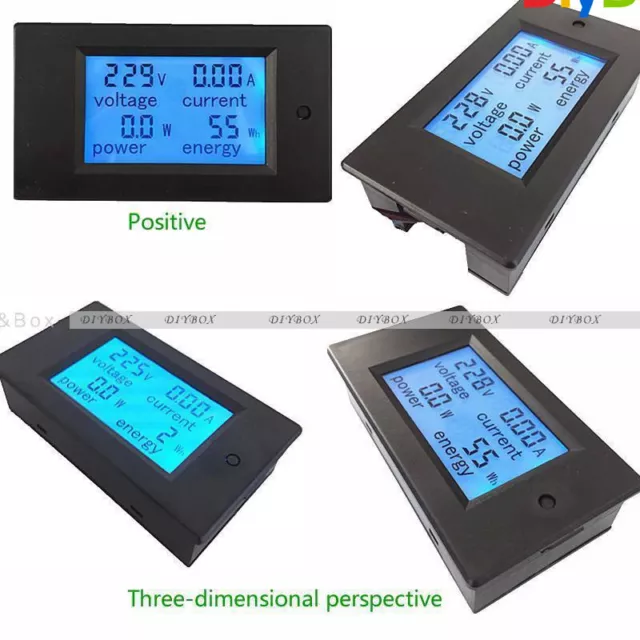 20A AC Digital LCD Panel Meter Monitor Power Energy Voltmeter Ammeter Voltage 2