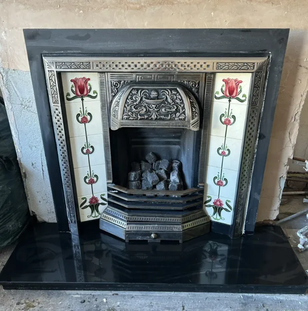 victorian tiled cast iron fireplace