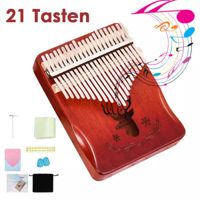 21 Tasten Kalimba Daumenklavier Musikinstrument Mahagoni Kinder Erwachsene