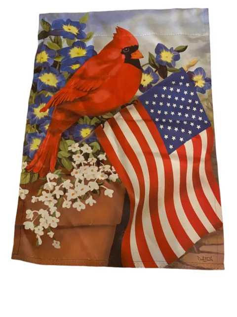 Decorative 2 Sided Garden Yard Flag. Welcome Red Cardinal Flowers Americam Flag