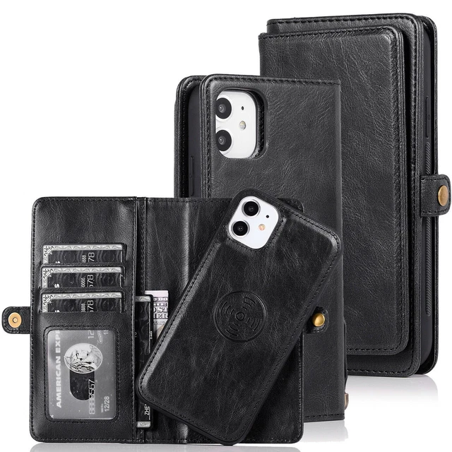 Étui Portefeuille Magnétique 360° En Cuir PU Pour IPhone 12 Mini / 11 Pro - Neuf