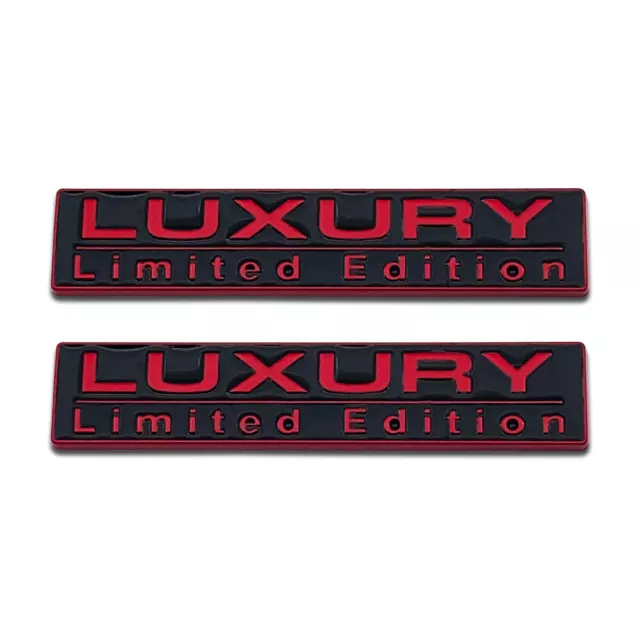 2x Metal Red & Black Coated Luxury Limited Edition Emblem Trunk Logo Badge Decal