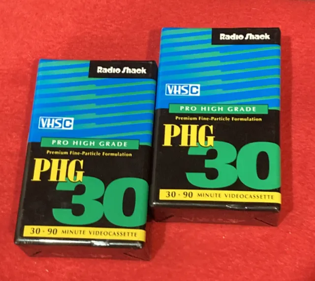 Casetes de video RadioShack PHG 30 nuevos en envoltura-VHSC 30-90 minutos - 2 casetes