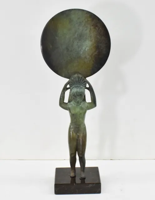 Ancient Greek Bronze Mirror with erotic position sculpture - Museum Replica