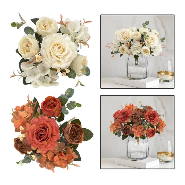 Bouquet da sposa rustico con rose color avorio, dalia color champagne, orecchie di agnello, fiori artificiali - Italia