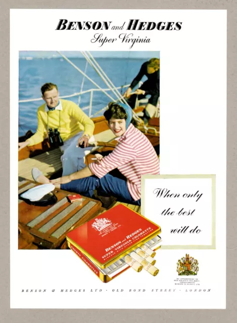 Benson & Hedges Cigarettes Vintage Advert 1959 10.75" x 8"