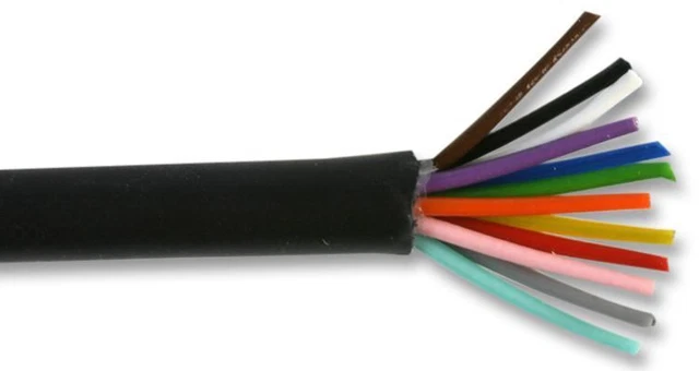 PRO ELEC - 7-2-12A 12 Core Unscreened Cable, 0.2mm, Black, 25m