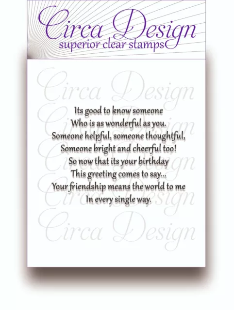 Clear Unmounted Birthday Verse Sentiment Rubber Stamp BDVS90