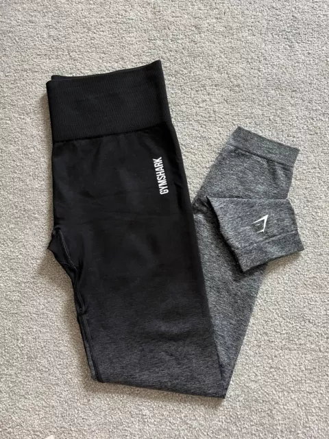 GYMSHARK ADAPT OMBRE Seamless Leggings Black Grey Size Medium