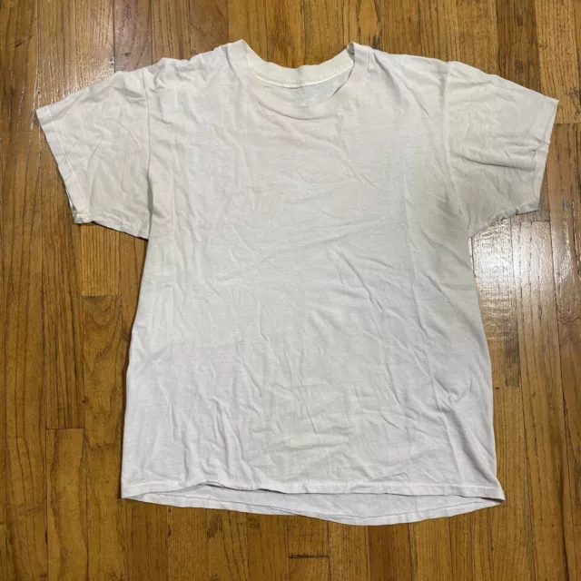 VTG Perfect Plain White Loopwheel T Shirt 40s 50s Single Stitch Distressed L/XL