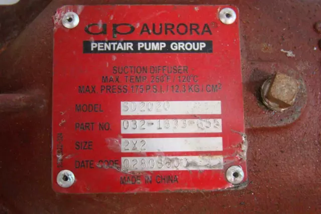 AP Aurora Pentair Pompe Groupe Ventouse Diffuseur 175psi 2X2 032-1833-655 SD2020 3