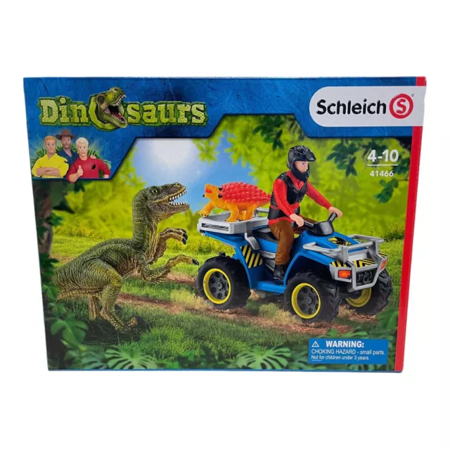 Schleich Dinosaurier Dinosaurs Flucht auf Quad vor Velocirator 41466