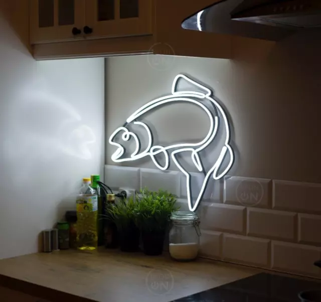 salmon fish Neon Sign decor, Neon Fishing Sign, Wall Art, fishing Decor, Neon
