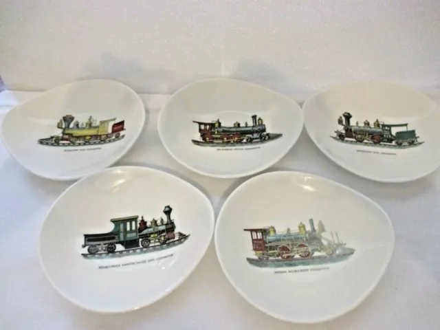 5 X Vintage Locomotive Staffordshire Fine Bone China Sweet Dishes Queensberry