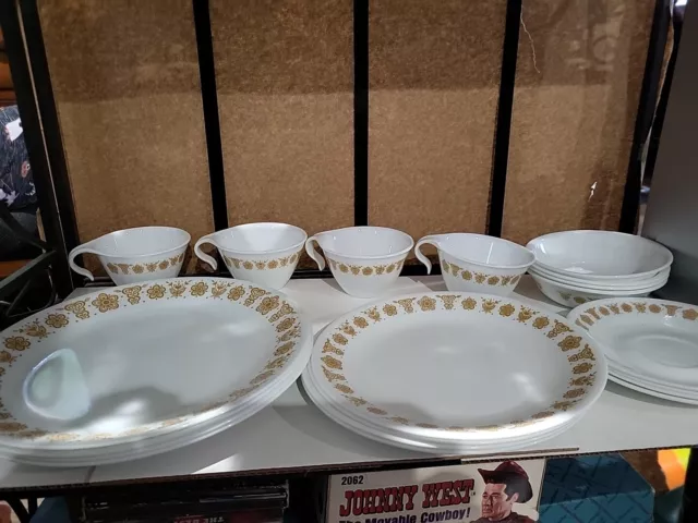 Set of 20 CORELLE BUTTERFLY GOLD Dinnerware Set Setting For 4 Small Bowls