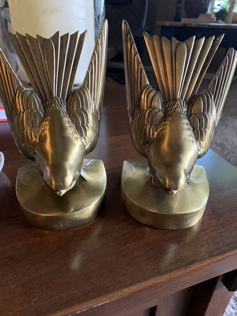 Vintage 1970s Brass Pair of Swallow Bird Bookends by PM Craftsman