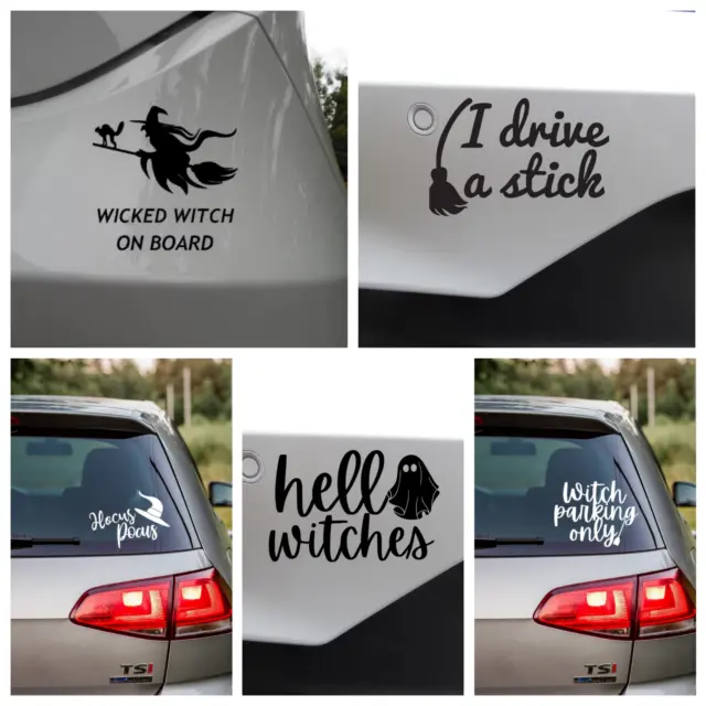Wicked Witch on Board Funny Car/Window/Mirror Bumper Halloween Sticker