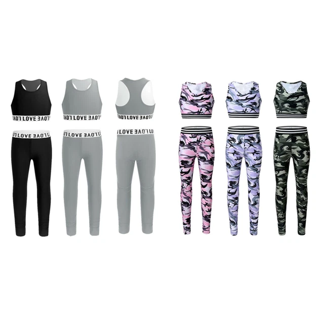 Regno Unito tuta ginnastica per ragazze UK abito da danza carri armati set leggings top