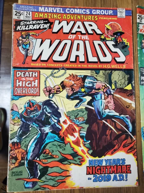 MARVEL COMICS 1974 AMAZING ADVENTURES #24 #28 KILLRAVEN War of the Worlds BRONZE 2