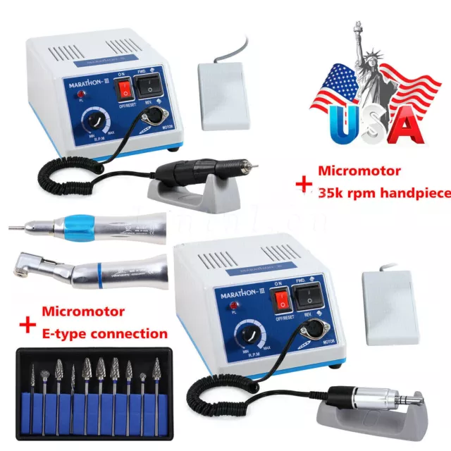 Dental Lab Marathon-III Electric Micromotor /Contra Angle Straight Handpiece Kit