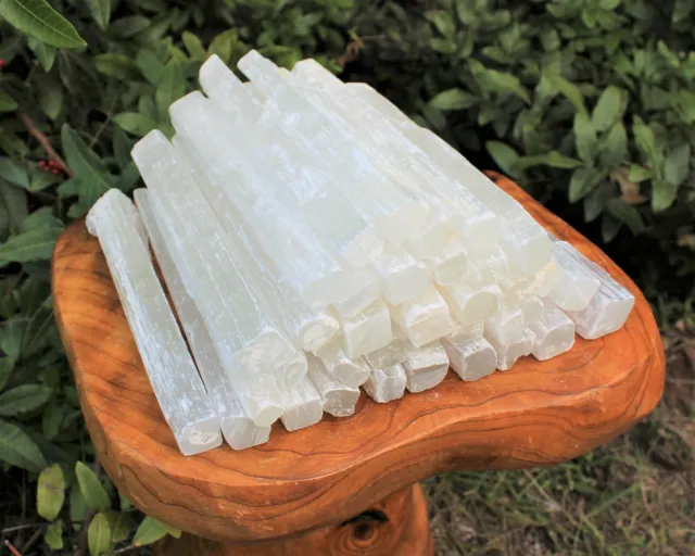 5 lb Bulk Wholesale Lot 7" - 8" Selenite Logs Crystal Sticks Wand Blade 5 Pounds