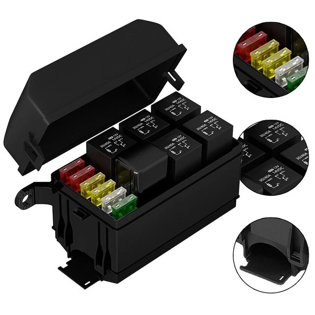 12V✅ Fuse And Relay Box Car Retrofit Socket 6 Slots Relay Block Car Fuse Box Kit