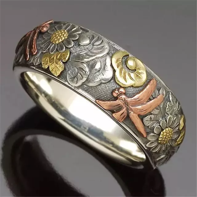 🇬🇧Beautiful Dragonfly Ring Size 12 (Y) Tibetan Silver