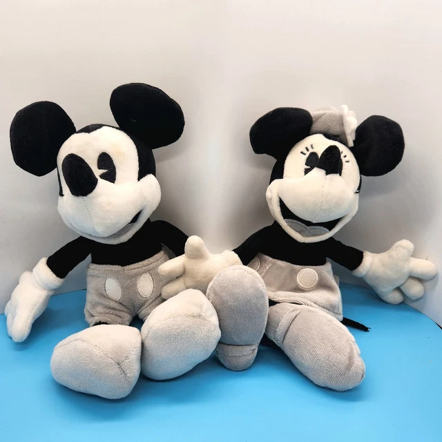 WALT DISNEY MICKEY Mouse & Minnie Stuffed Grey Animal Plush Toy By