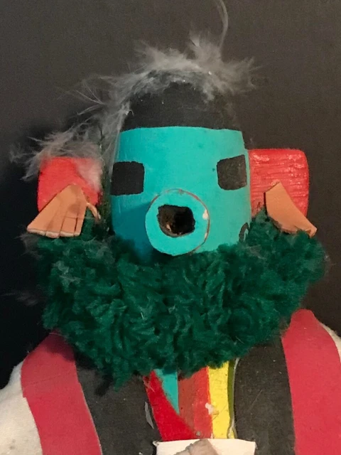 Talavai-Morning Kachina Doll, Hand Carved Holding Metal Bell & Spruce, Excellent