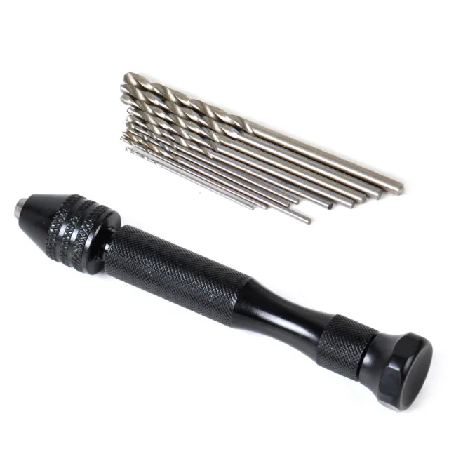 Mini Micro Aluminum Hand Drill Keyless Chuck10 Twist Drill Bits Rotary Tools Nm