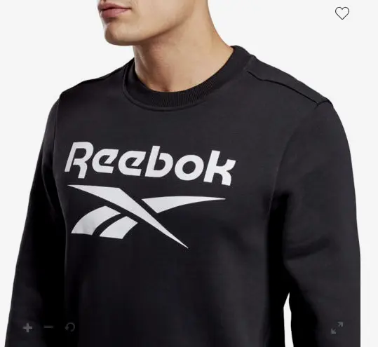 Reebok Men's Crew Sweatshirt Training Black White Long Sleeve Pullover Size 2XL