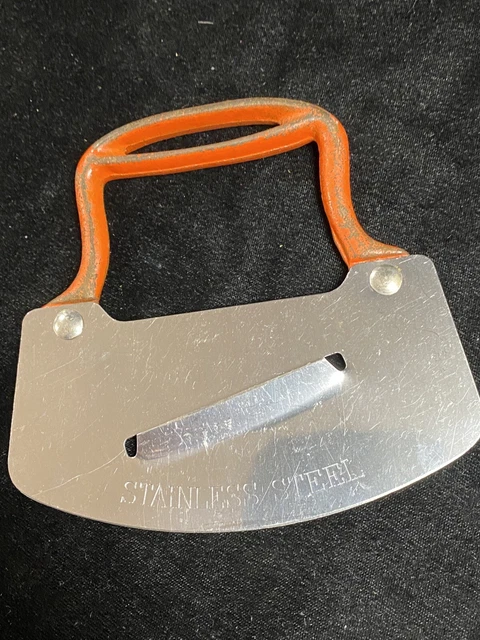 Vintage Dough Cutter Pastry Cheese Slicer  Cast Iron Red Handle Stainless Steel