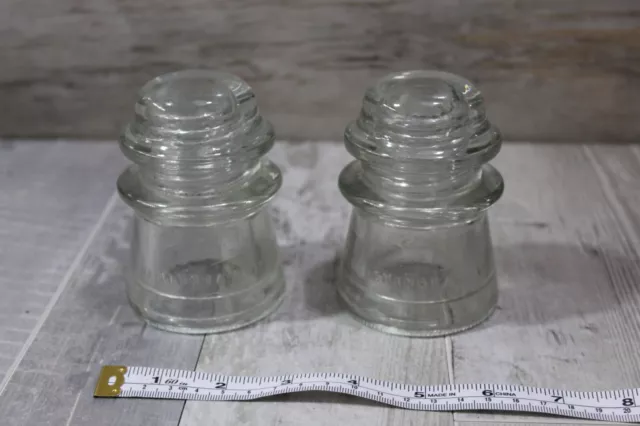 Lot of 2 glass / ceramic electrical insulators, Hemingray-17.