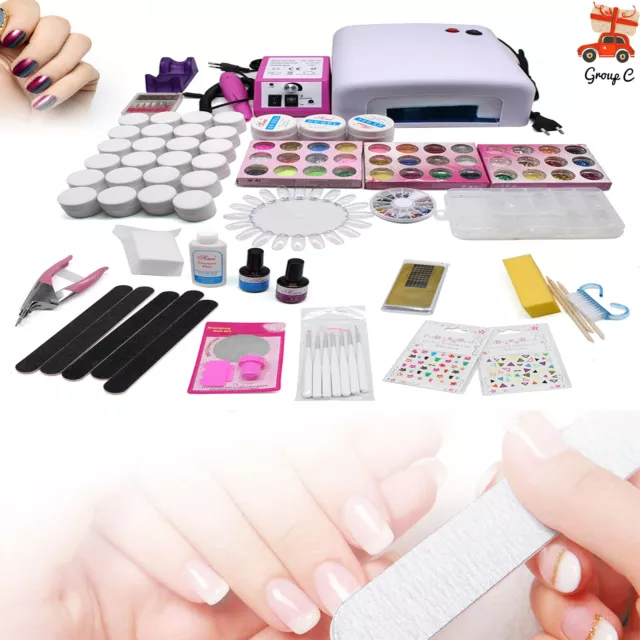 Profi Nagelstudio Set UV Gel Nagelset Starterset Art Nagelfräser mit Fräser DHL