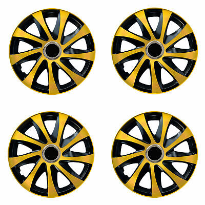 14'' Car Hubcaps Wheel Trims Covers 4pcs 14 inch Solid Gold ABS Plastic HQ Set