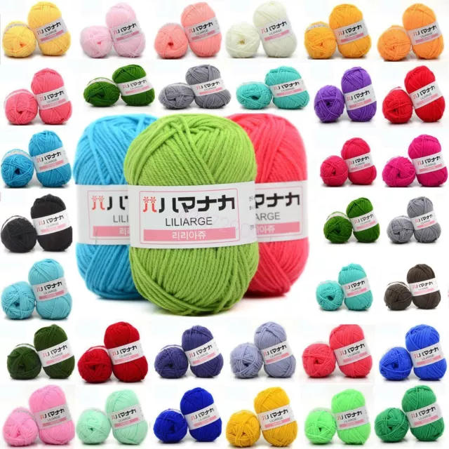 42 Colors 25g/Ball Crochet Super Soft Bamboo Cotton Knitting Yarn Baby Wool Yarn