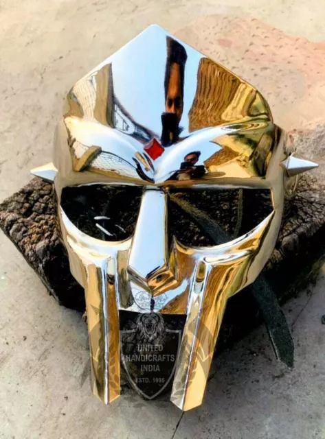 Medieval MF Doom Gladiator Mask Mad-villain Golden Finish Brass Face Armour gift