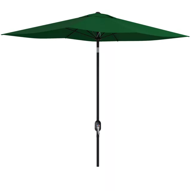 Outsunny 2 x 3(m) Garden Parasol Rectangular Market Umbrella w/ Crank Green