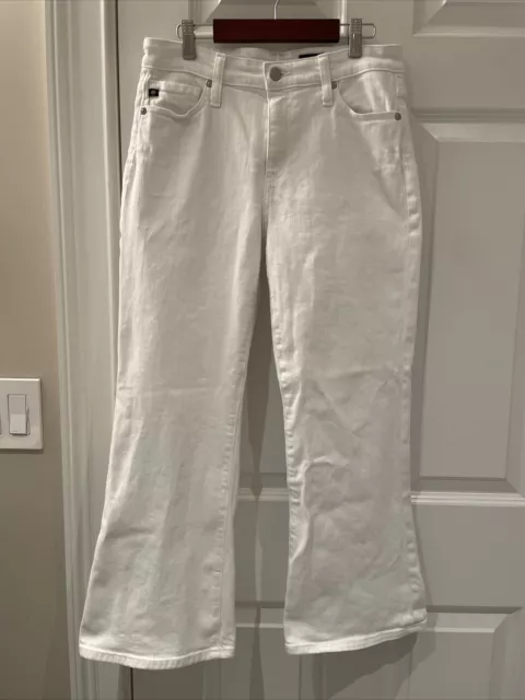 AG Adriano Goldschmied Quinne Crop High Rise Kick Flare White Jeans Size 28R EUC