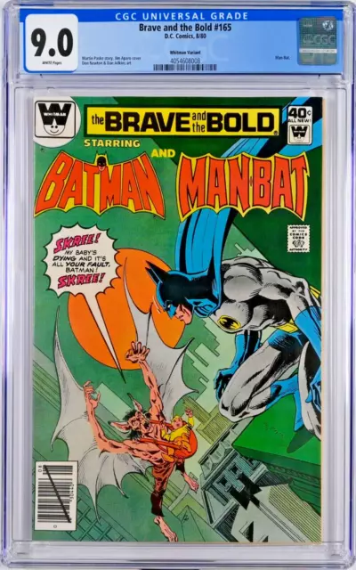 Brave and the Bold #165 CGC 9.0 (Aug 1980, DC) Man-Bat, Batman, Whitman Variant