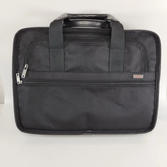 TUMI Slim Laptop Bag Document Briefcase Black Ballistic Nylon 16x12x3 - No Strap