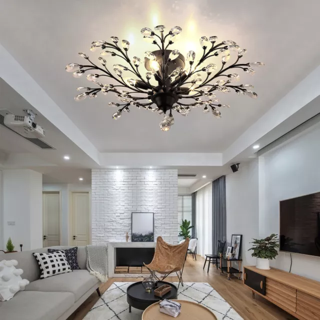 5-Lights Crystal Chandelier Light Branches Ceiling Pendant Lamp Vintage Fixture