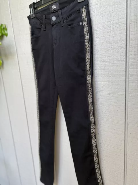 NWT PAIGE Verdugo Ankle Beaded Yuna Tux Low Rise Ultra Skinny Jeans Black Sz 25 3