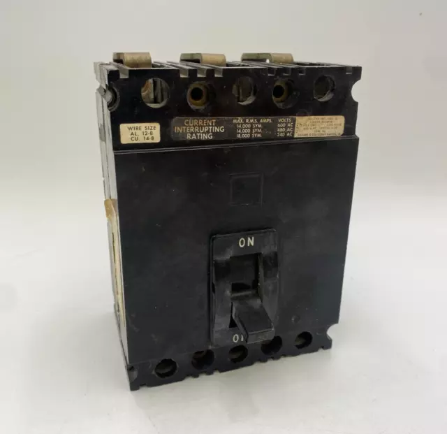 Square D FAP-36030-R Circuit Breaker 30A 3P 600V 3PH Type FAL 30 Amp 3 Pole Used