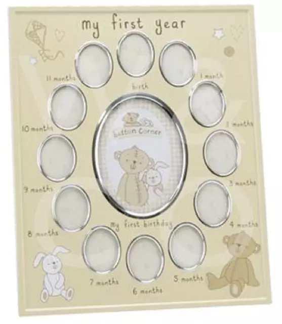 Button Corner My First Year Frame - Cg784 Babies Family Child Gifts Cute