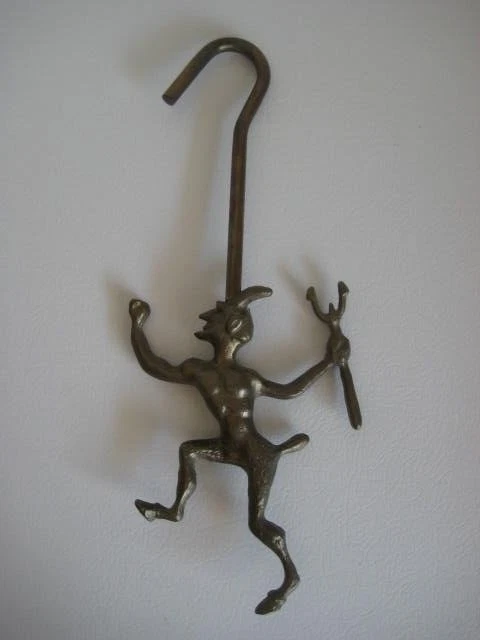 Brass Devil Satan Chimney Flue Fireplace Damper Pull Hook 11.75 in.