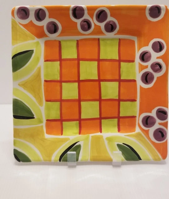 Vicki Carroll Magnolia Lane Appetizer Salad Plate Colorful Orange Yellow Purple