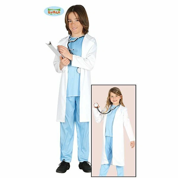 Costume Carnevale Medico Dottore Dottoressa Bambino Vestito Guirca Unisex Bimba